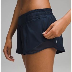 Navy Lululemon Hotty Hot Low-Rise Lined Short